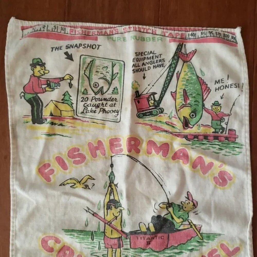 TWO ITEMS: 1950s Fisherman's Crying Towel and 1970s 201 Plans For You booklet - Picture 3 of 7